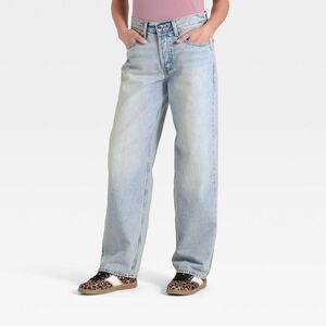 Open Box - Universal Thread - Women's Mid-Rise 90's Baggy Denim Jeans Light Wash